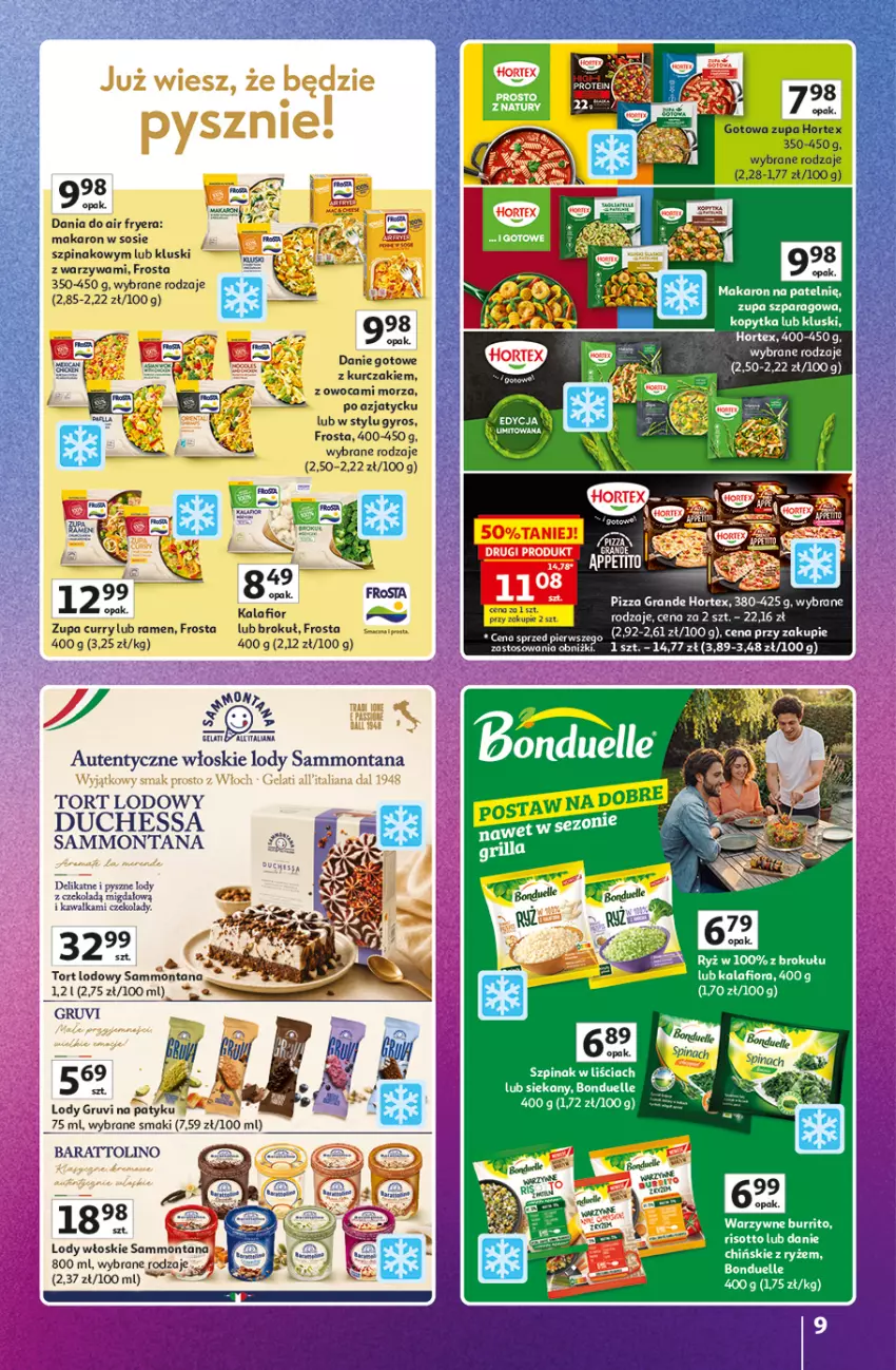 Gazetka promocyjna Auchan - 30 Lat Hipermarket Auchan Znane marki - ważna 03.09 do 09.09.2026 - strona 9 - produkty: Bonduelle, Danie gotowe, Fa, Frosta, Gyros, Hortex, Kalafior, Kawa, Kopytka, Kurczak, LG, Lody, Makaron, Ryż, Sos, Szpinak, Warzywa, Zupa