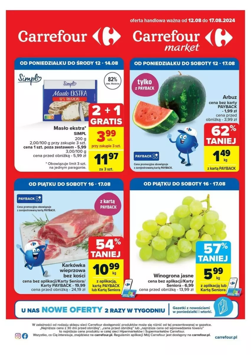 Gazetka promocyjna Carrefour - ważna 12.08 do 17.08.2024 - strona 1 - produkty: Arbuz, Mus, Wino, Winogrona