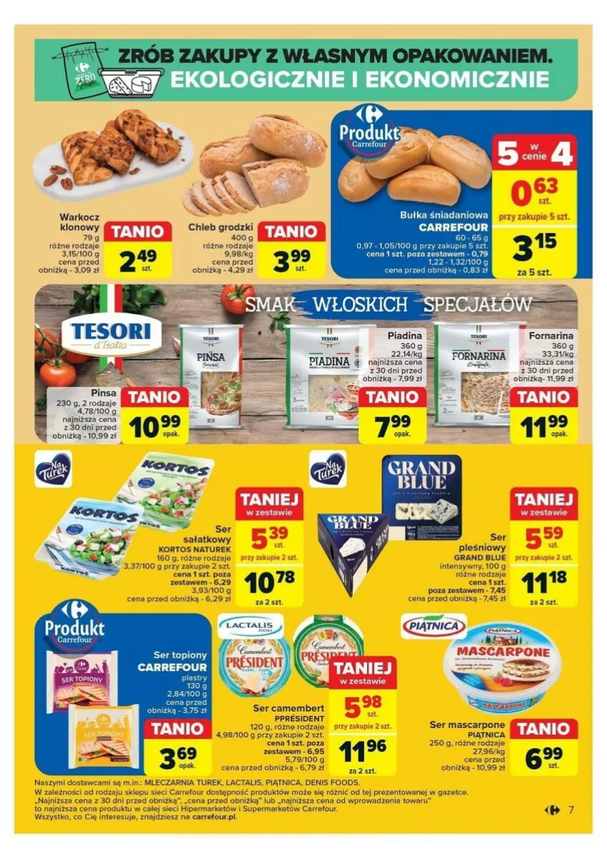 Gazetka promocyjna Carrefour - ważna 12.08 do 17.08.2024 - strona 15 - produkty: Bułka, Camembert, Chleb, Danio, Gra, Koc, Mascarpone, NaTurek, Piątnica, Por, Sałat, Ser, Ser pleśniowy, Ser topiony, Sos, Top