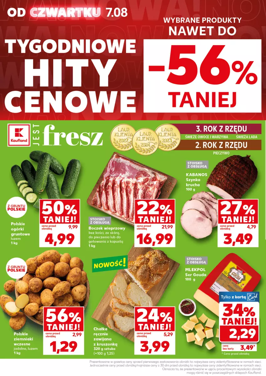 Gazetka promocyjna Kaufland - Mocny Start - ważna 11.08 do 12.08.2025 - strona 16 - produkty: Boczek, Boczek wieprzowy, Gouda, Grunt, Kabanos, Owoce, Piec, Pieczywo, Ser, Szynka, Warzywa, Ziemniaki