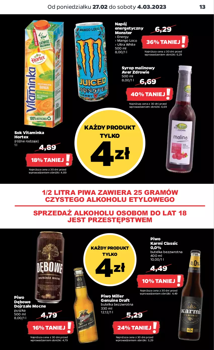 Gazetka promocyjna Netto - Artykuły spożywcze - ważna 27.02 do 04.03.2023 - strona 13 - produkty: Gra, Hortex, Inka, Karmi, Mango, Napój, Napój energetyczny, Piwa, Piwo, Sok, Syrop, Zdrowie