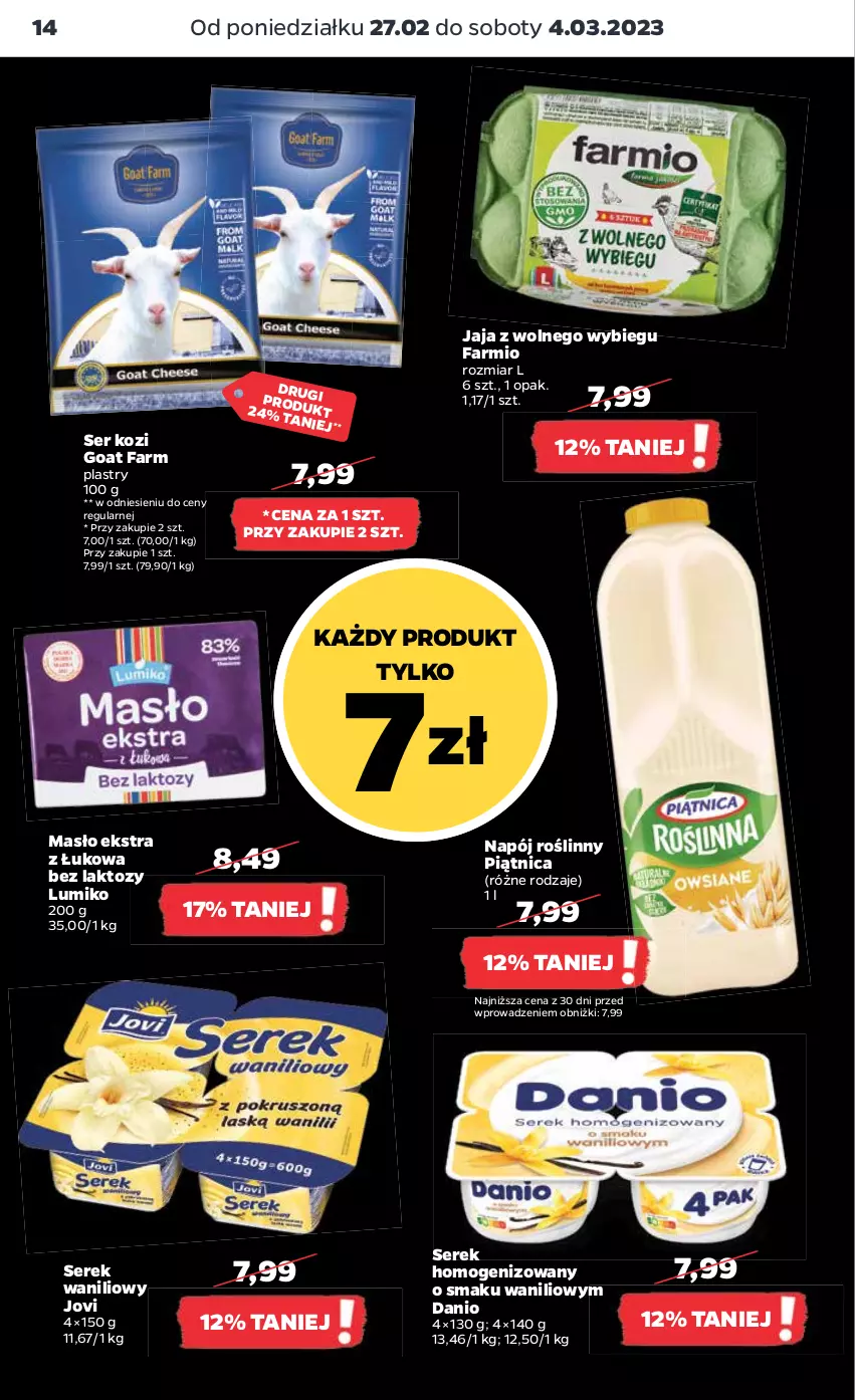 Gazetka promocyjna Netto - Artykuły spożywcze - ważna 27.02 do 04.03.2023 - strona 14 - produkty: Danio, Fa, Jaja, Jaja z wolnego wybiegu, Masło, Napój, Napój roślinny, Piątnica, Ser, Ser kozi, Serek, Serek homogenizowany