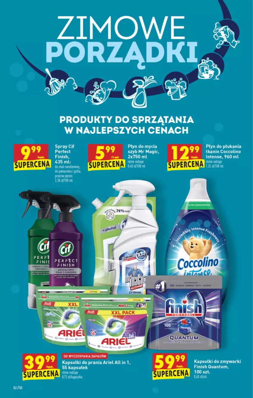 Gazetka promocyjna Biedronka - W tym tygodniu - ważna 18.02 do 24.02.2021 - strona 52 - produkty: Ariel, Cif, Coccolino, Finish, Kapsułki do prania, Płyn do mycia, Płyn do płukania, Zmywarki