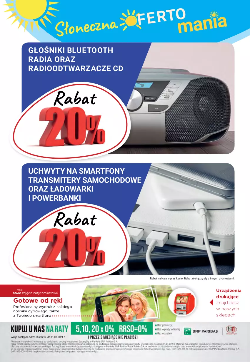 Gazetka promocyjna Bi1 - Słoneczna Ofertomania - ważna 25.08 do 31.08.2021 - strona 7 - produkty: Głośnik, Powerbank, Radioodtwarzacz, Smartfon, Tran, Transmiter, Uchwyty