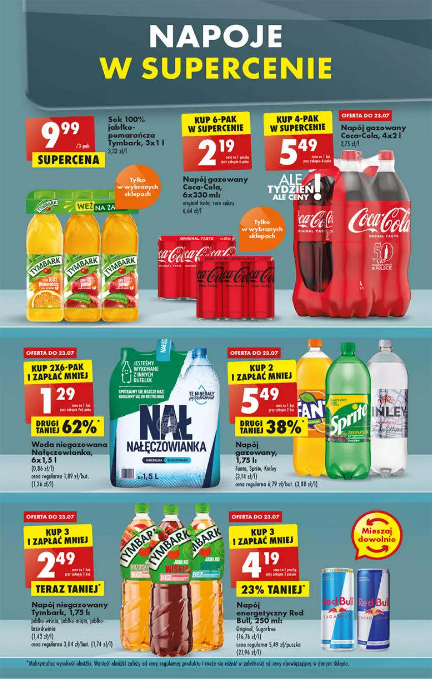 Gazetka promocyjna Biedronka - W tym tygodniu - ważna 21.07 do 27.07.2022 - strona 47 - produkty: Coca-Cola, Fa, Fanta, Gin, Nałęczowianka, Napój, Napój gazowany, Napoje, Red Bull, Sok, Tera, Woda, Woda niegazowana