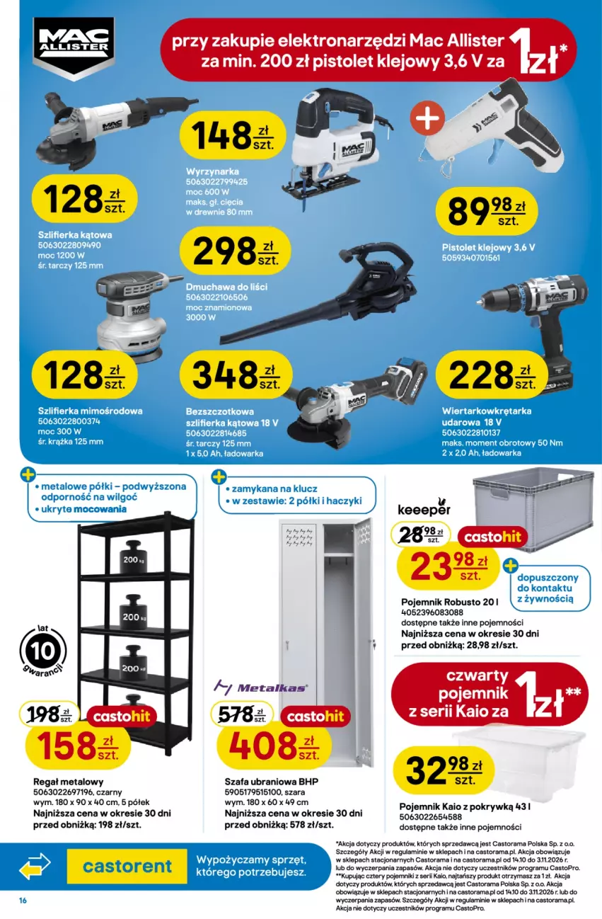 Gazetka promocyjna Castorama - Gazetka Drzwi i Podłogi 14.10-3.11.2026 - ważna 14.10 do 03.11.2026 - strona 16 - produkty: Astor, Fa, Gra, HP, Klej, Pistolet, Pistolet klejowy, Pojemnik, Rama, Regał, Regał metalowy, Ser, Szafa, Top
