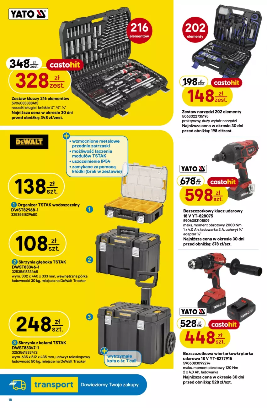 Gazetka promocyjna Castorama - Gazetka Drzwi i Podłogi 14.10-3.11.2026 - ważna 14.10 do 03.11.2026 - strona 18 - produkty: Klucz udarowy, Organizer, Półka, Tarka, Teleskop, Warka, Wiertarkowkrętarka, Wkręt, Wkrętarka, Zestaw kluczy, Zestaw narzędzi