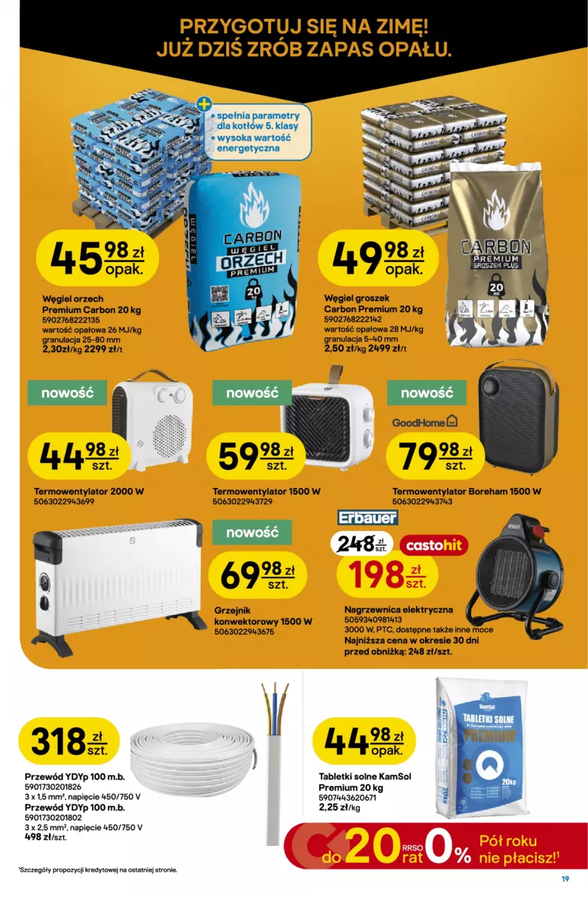 Gazetka promocyjna Castorama - Gazetka Drzwi i Podłogi 14.10-3.11.2026 - ważna 14.10 do 03.11.2026 - strona 19 - produkty: Fa, Gra, Nagrzewnica elektryczna, Przewód, Tablet, Termowentylator