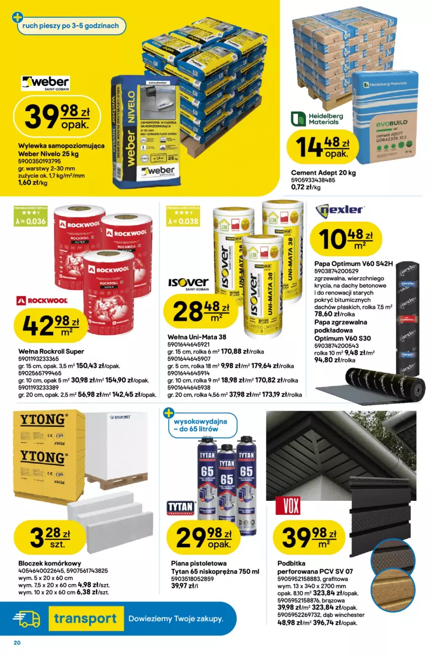 Gazetka promocyjna Castorama - Gazetka Drzwi i Podłogi 14.10-3.11.2026 - ważna 14.10 do 03.11.2026 - strona 20 - produkty: Cement, Gra, Mop, Piana pistoletowa, Pistolet, Podkład, Tytan, Wełna, Wylewka samopoziomująca
