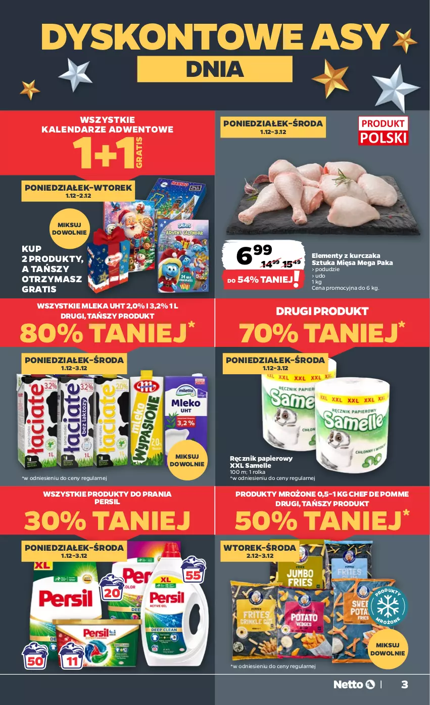 Gazetka promocyjna Netto - Od Poniedziałku - ważna 01.12 do 07.12.2025 - strona 3 - produkty: Gra, Kalendarz, Kurczak, Papier, Persil, Produkty mrożone, Ręcznik