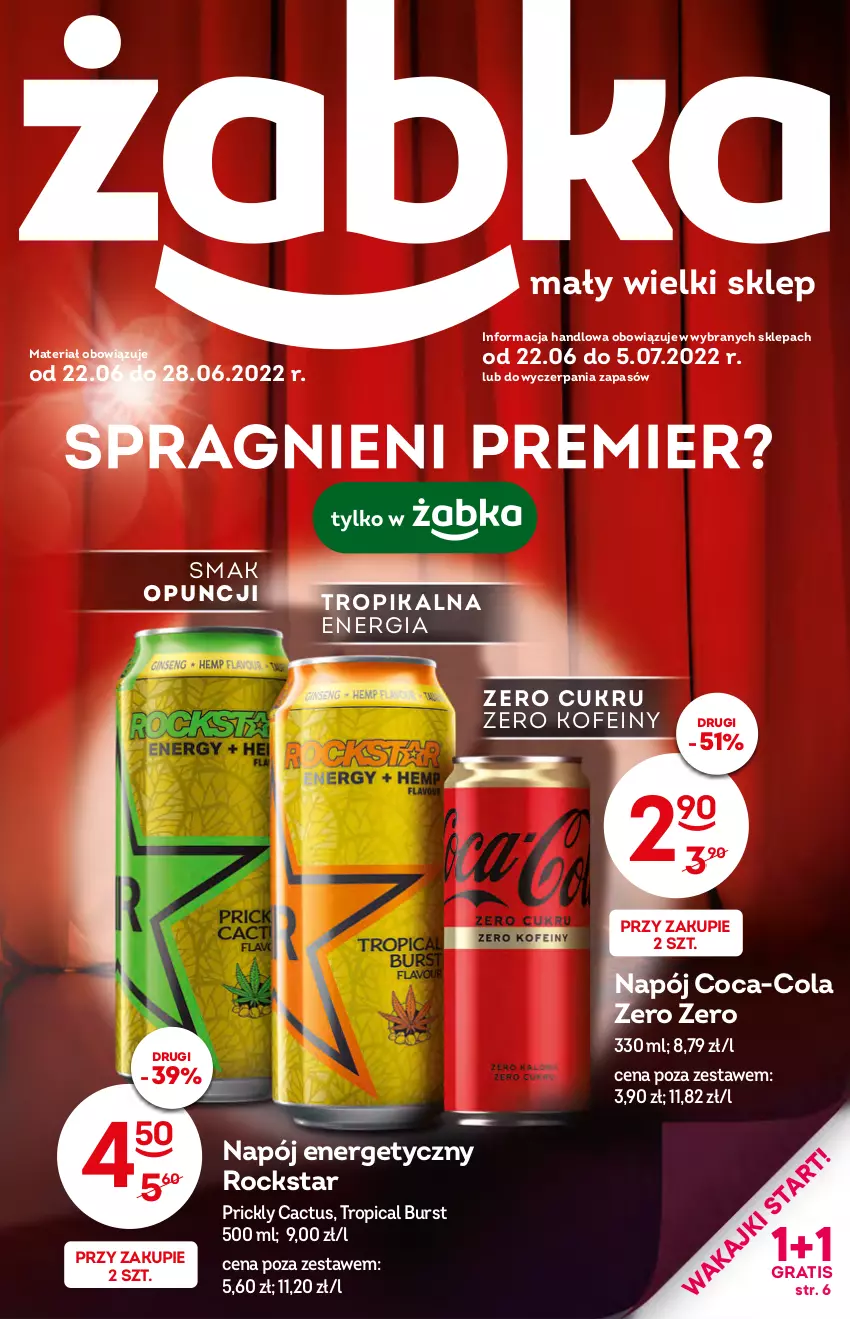 Gazetka promocyjna Żabka - ważna 22.06 do 28.06.2022 - strona 1 - produkty: Coca-Cola, Gra, Napój, Napój energetyczny, Tropical