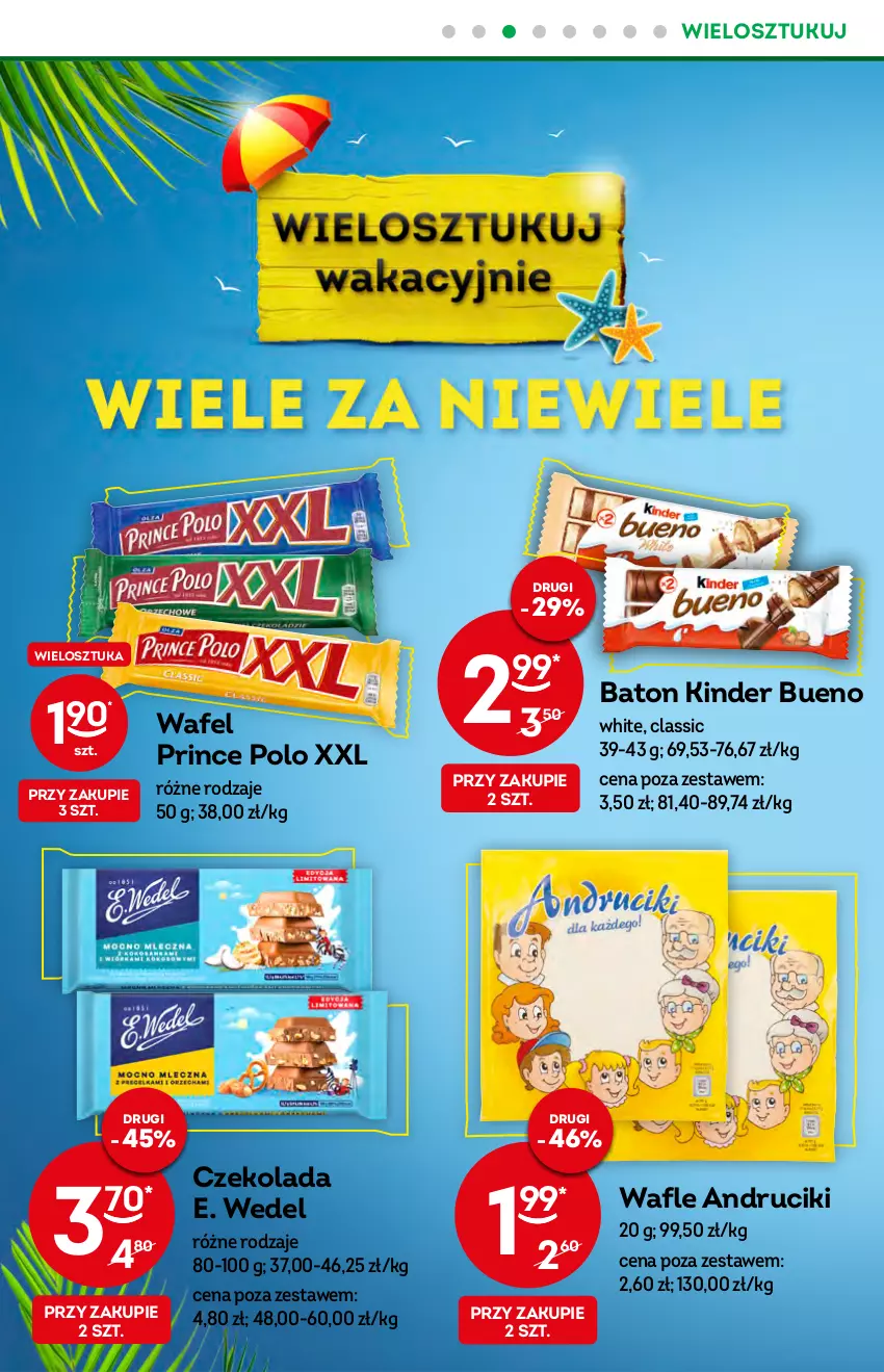 Gazetka promocyjna Żabka - ważna 22.06 do 28.06.2022 - strona 10 - produkty: Baton, Czekolada, E. Wedel, Kinder, Kinder Bueno, Prince Polo, Wafle