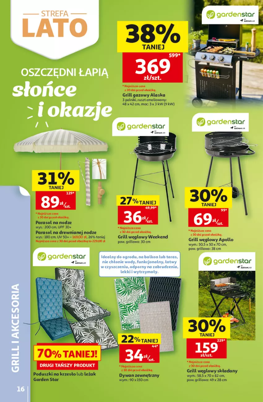 Gazetka promocyjna Auchan - 30 Lat Hipermarket - ważna 18.06 do 24.06.2026 - strona 16 - produkty: Dywan, Grill, Grill gazowy, Krzesło, Parasol, Por