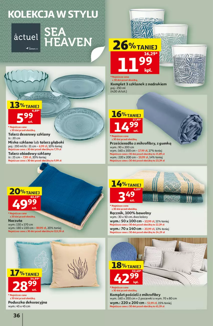 Gazetka promocyjna Auchan - 30 Lat Hipermarket - ważna 18.06 do 24.06.2026 - strona 36 - produkty: Deser, Komplet pościeli, LANA, Miska, Narzuta, Poduszka, Poduszka dekoracyjna, Pościel, Prześcieradło, Ręcznik, Ser, Talerz, Talerz deserowy, Talerz głęboki, Talerz obiadowy