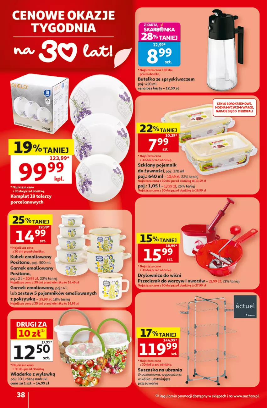 Gazetka promocyjna Auchan - 30 Lat Hipermarket - ważna 18.06 do 24.06.2026 - strona 38 - produkty: AEG, Butelka ze spryskiwaczem, Garnek, Kubek, Pojemnik, Suszarka, Ubrania