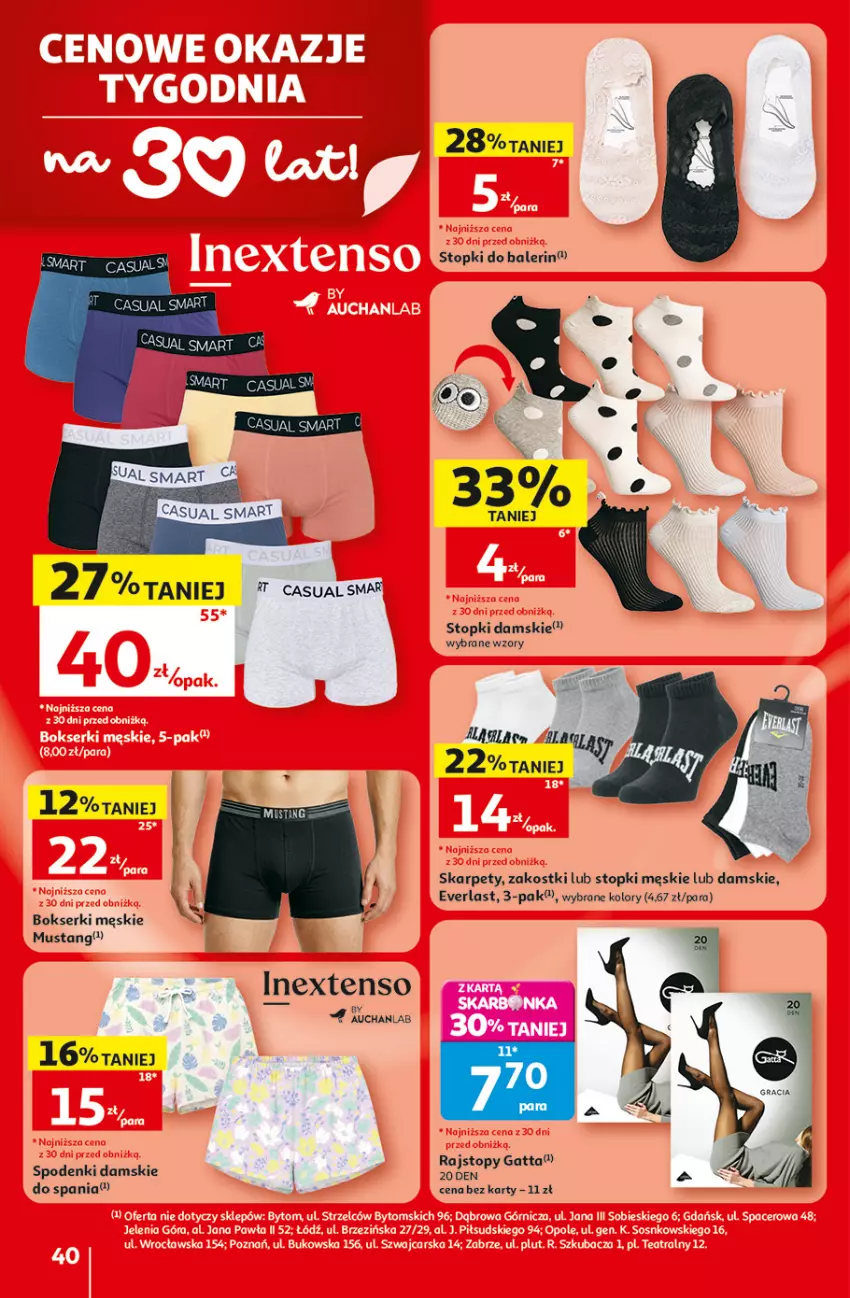 Gazetka promocyjna Auchan - 30 Lat Hipermarket - ważna 18.06 do 24.06.2026 - strona 40 - produkty: Bokserki, Gatta, Karp, Mus, Ser, Top