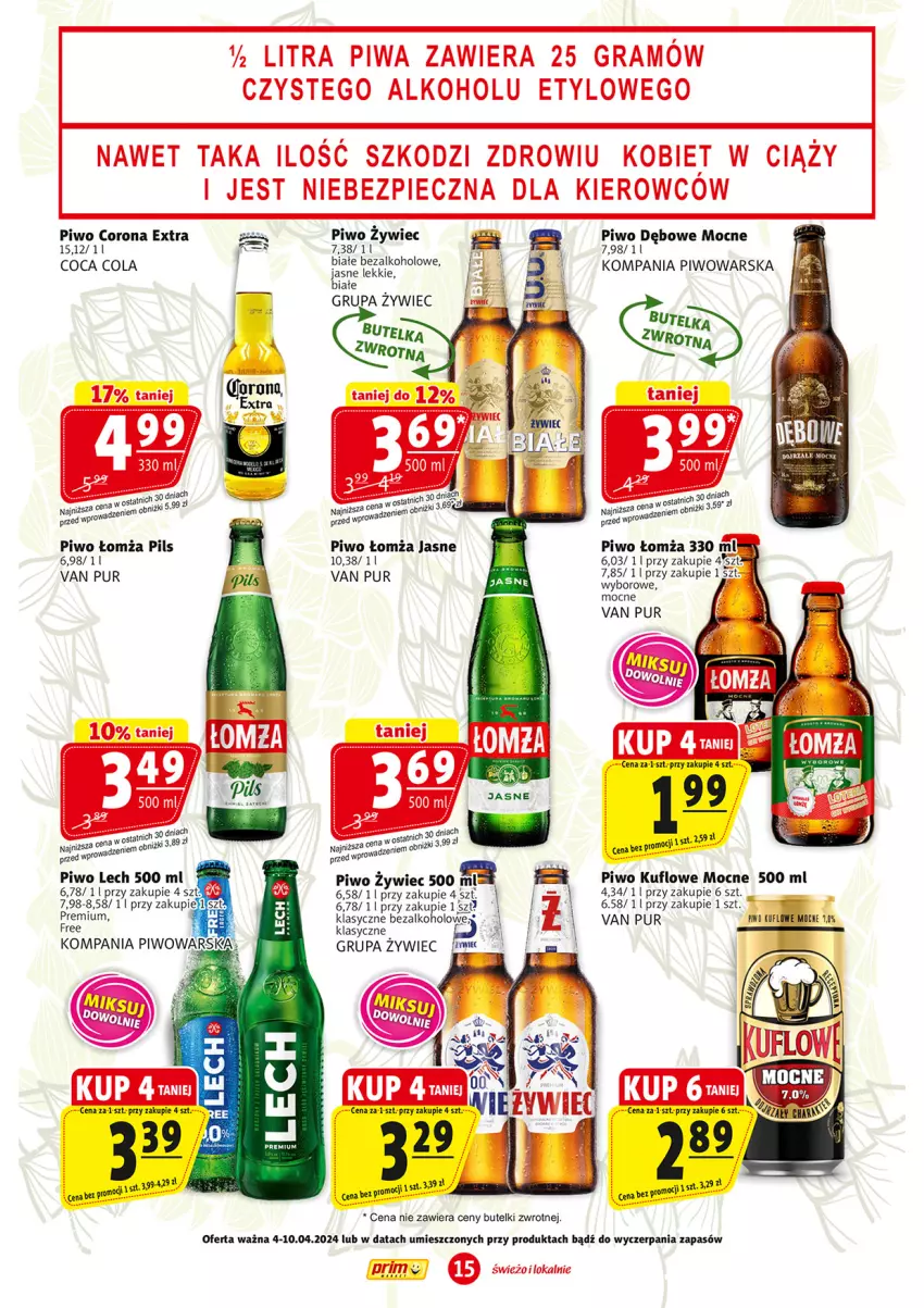 Gazetka promocyjna Prim Market - ważna 04.04 do 10.04.2024 - strona 15 - produkty: Corona Extra, Gra, Piec, Piwa, Piwo, Pur