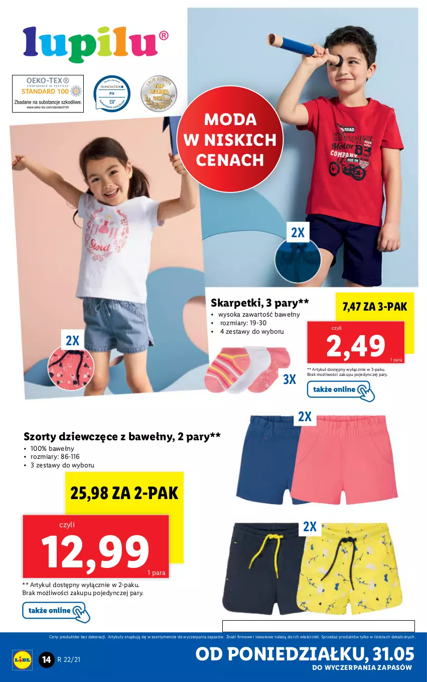 Gazetka promocyjna Lidl - GAZETKA - ważna 31.05 do 05.06.2021 - strona 14 - produkty: Karp, Moda, Skarpetki, Sok, Szorty