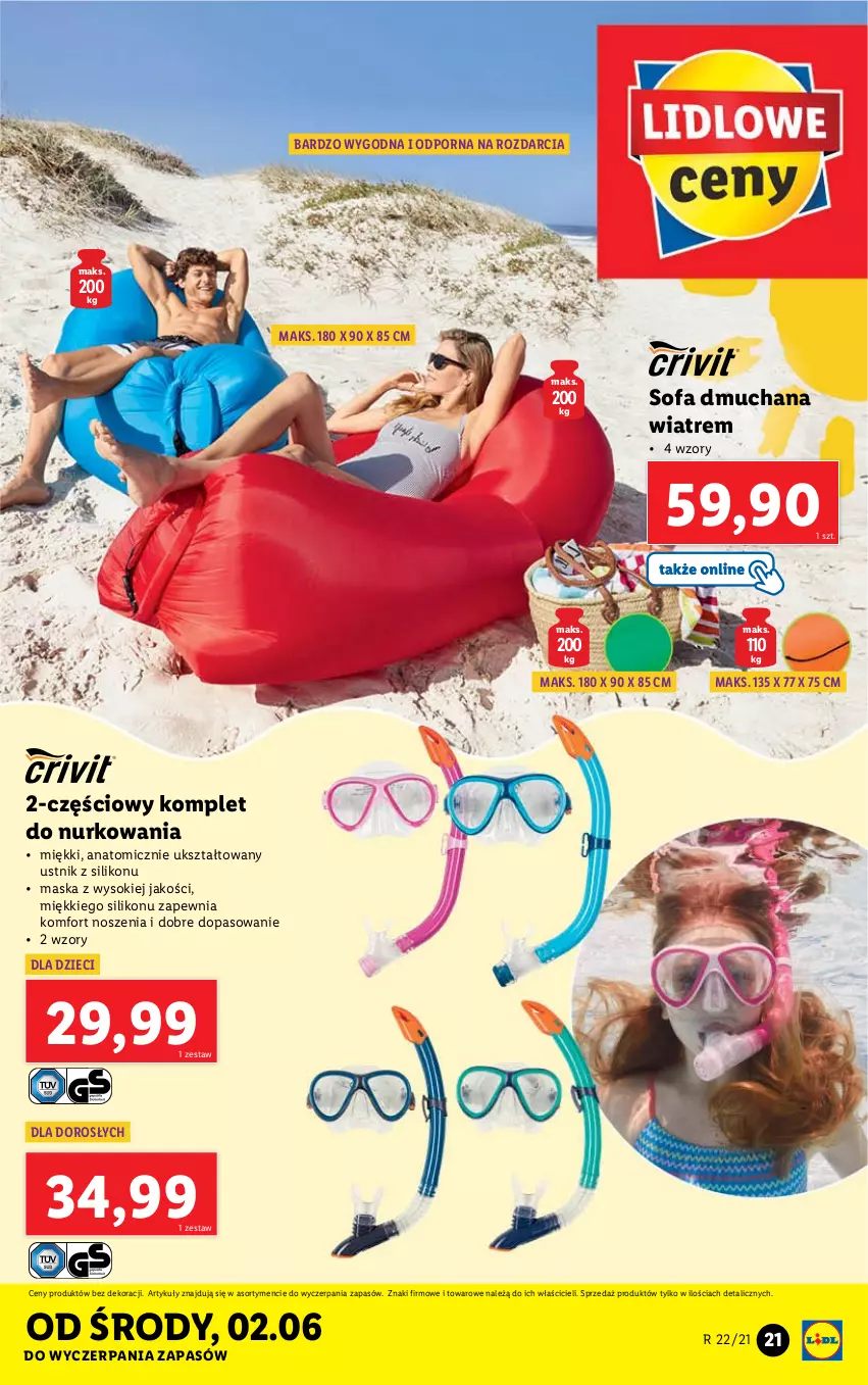 Gazetka promocyjna Lidl - GAZETKA - ważna 31.05 do 05.06.2021 - strona 21 - produkty: Atomic, Dzieci, Fa, Maska, Por, Sofa, Sok, Ustnik