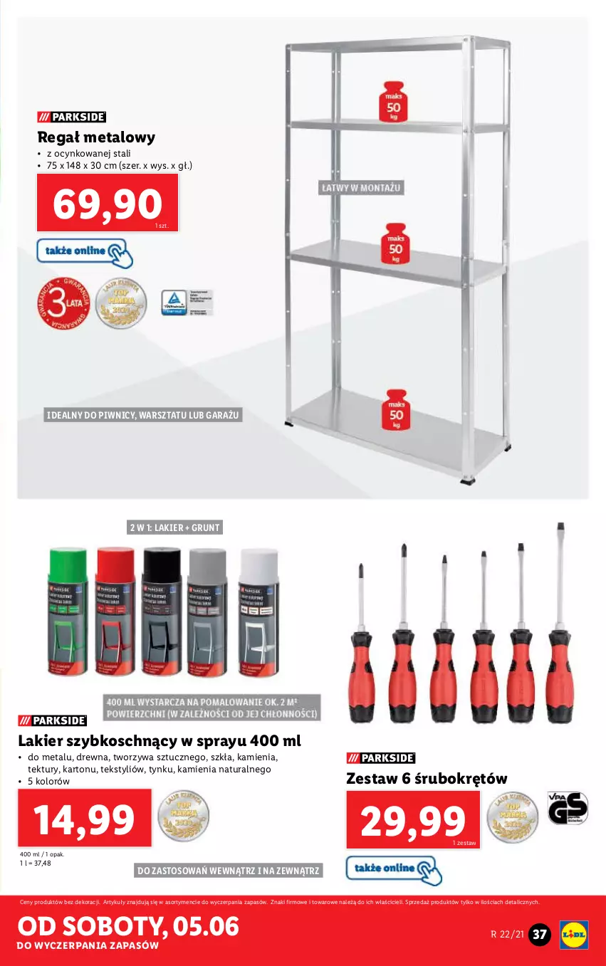 Gazetka promocyjna Lidl - GAZETKA - ważna 31.05 do 05.06.2021 - strona 37 - produkty: Cynk, Garaż, Grunt, Lakier, Regał, Regał metalowy