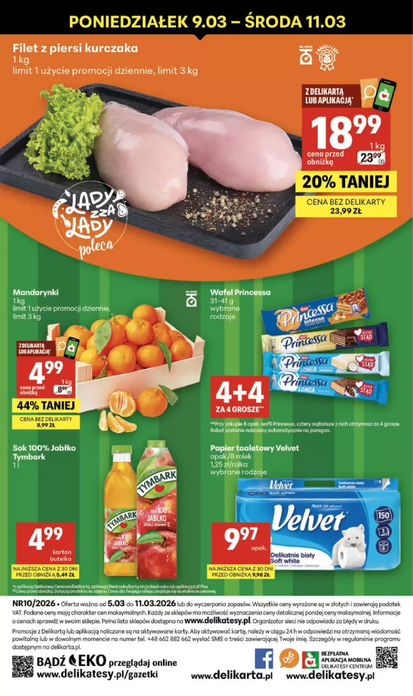 Gazetka promocyjna Delikatesy Centrum - Franczyza DC10 Czwartek - ważna 05.03 do 11.03.2026 - strona 40 - produkty: Filet z piersi kurczaka, Gra, Koc, Kurczak, Mandarynki, Papier, Papier toaletowy, Princessa, Rum, Sok, Velvet