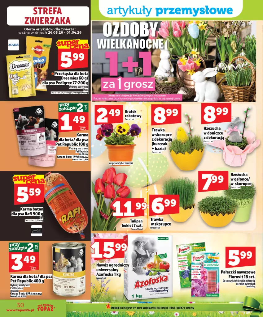 Gazetka promocyjna Topaz - Gazetka - ważna 26.03 do 01.04.2026 - strona 30 - produkty: Bukiet, Kurczak, Nawóz, Rzeżucha, Storczyk, Tulipan