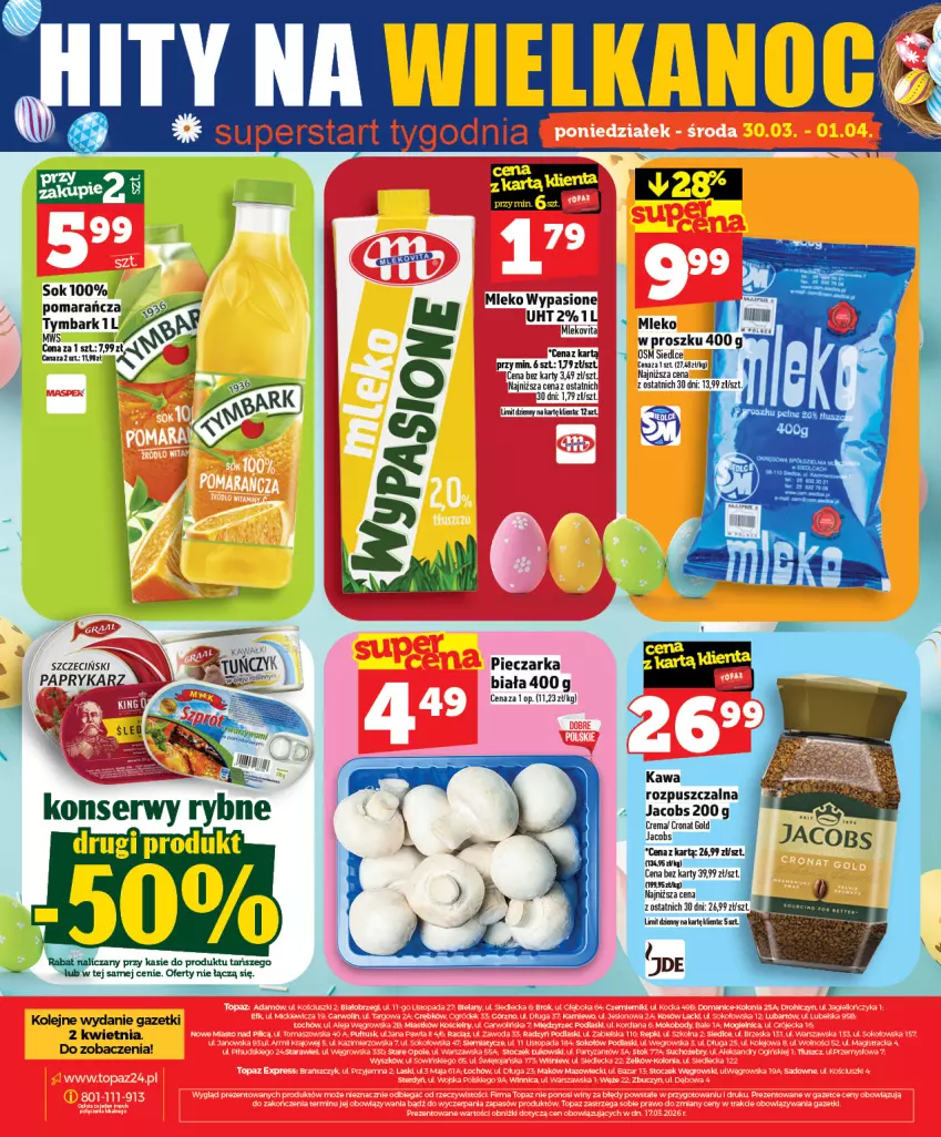 Gazetka promocyjna Topaz - Gazetka - ważna 26.03 do 01.04.2026 - strona 32 - produkty: Mleko, Olej, Papryka, Paprykarz, Piec, Pieczarka, Tymbark