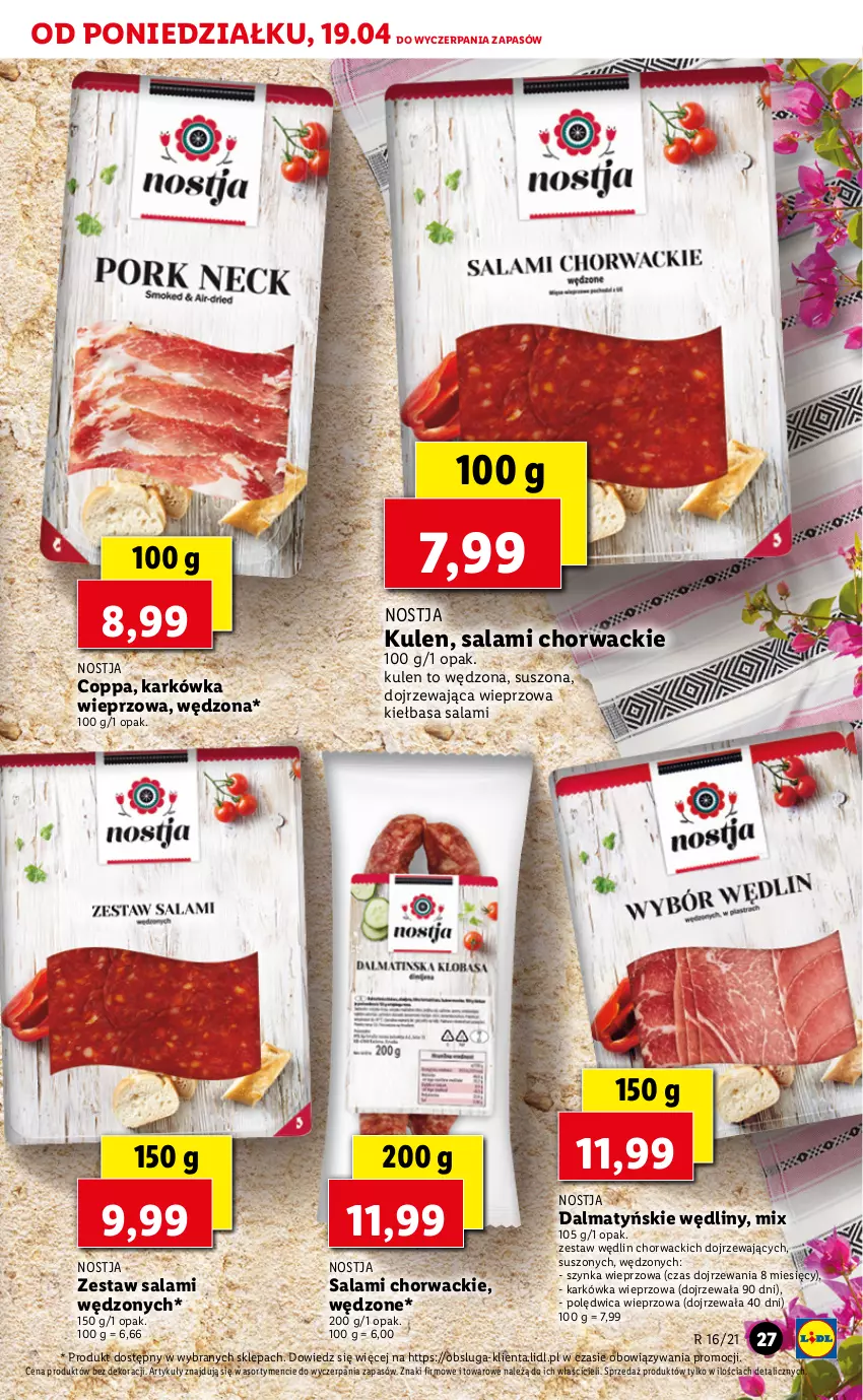 Gazetka promocyjna Lidl - GAZETKA - ważna 19.04 do 21.04.2021 - strona 27 - produkty: Karkówka wieprzowa, Kiełbasa, Polędwica, Salami, Szynka, Szynka wieprzowa