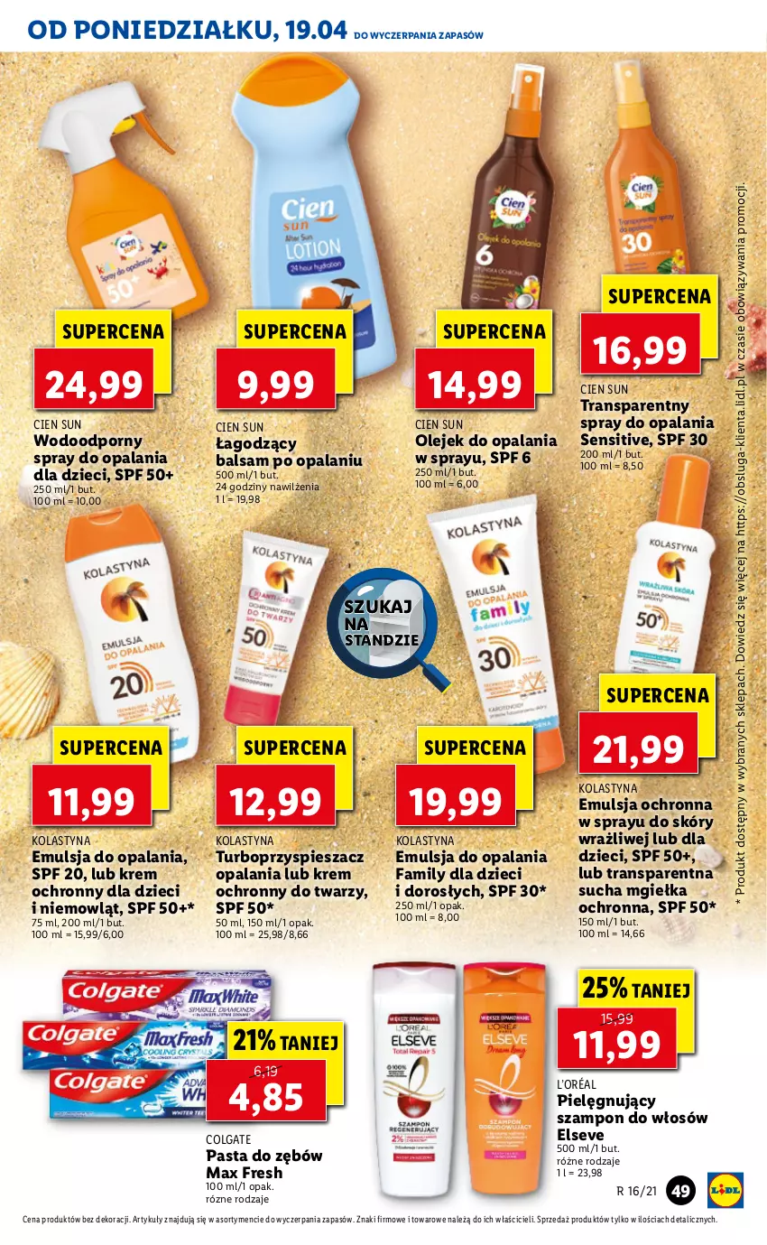 Gazetka promocyjna Lidl - GAZETKA - ważna 19.04 do 21.04.2021 - strona 49 - produkty: Colgate, Dzieci, Elseve, Emulsja, Fa, L’Oréal, LG, Olej, Pasta do zębów, Por, Szampon, Tran