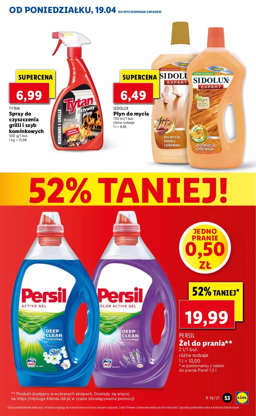 Gazetka promocyjna Lidl - GAZETKA - ważna 19.04 do 21.04.2021 - strona 53 - produkty: Grill, Persil, Płyn do mycia, Por, Sidolux, Spray do czyszczenia, Tytan