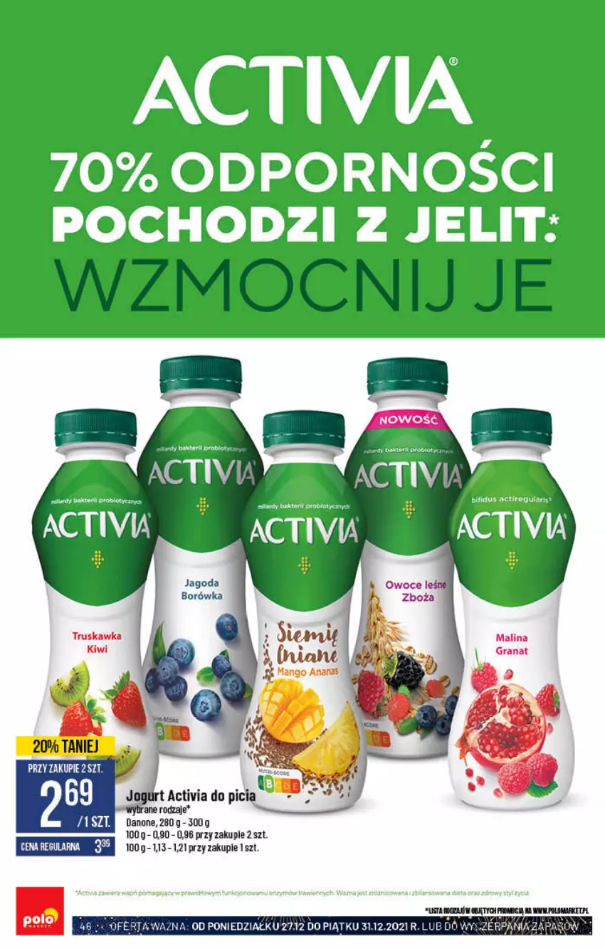 Gazetka promocyjna PoloMarket - Gazetka pomocyjna - ważna 22.12 do 31.12.2021 - strona 46 - produkty: Activia, Por