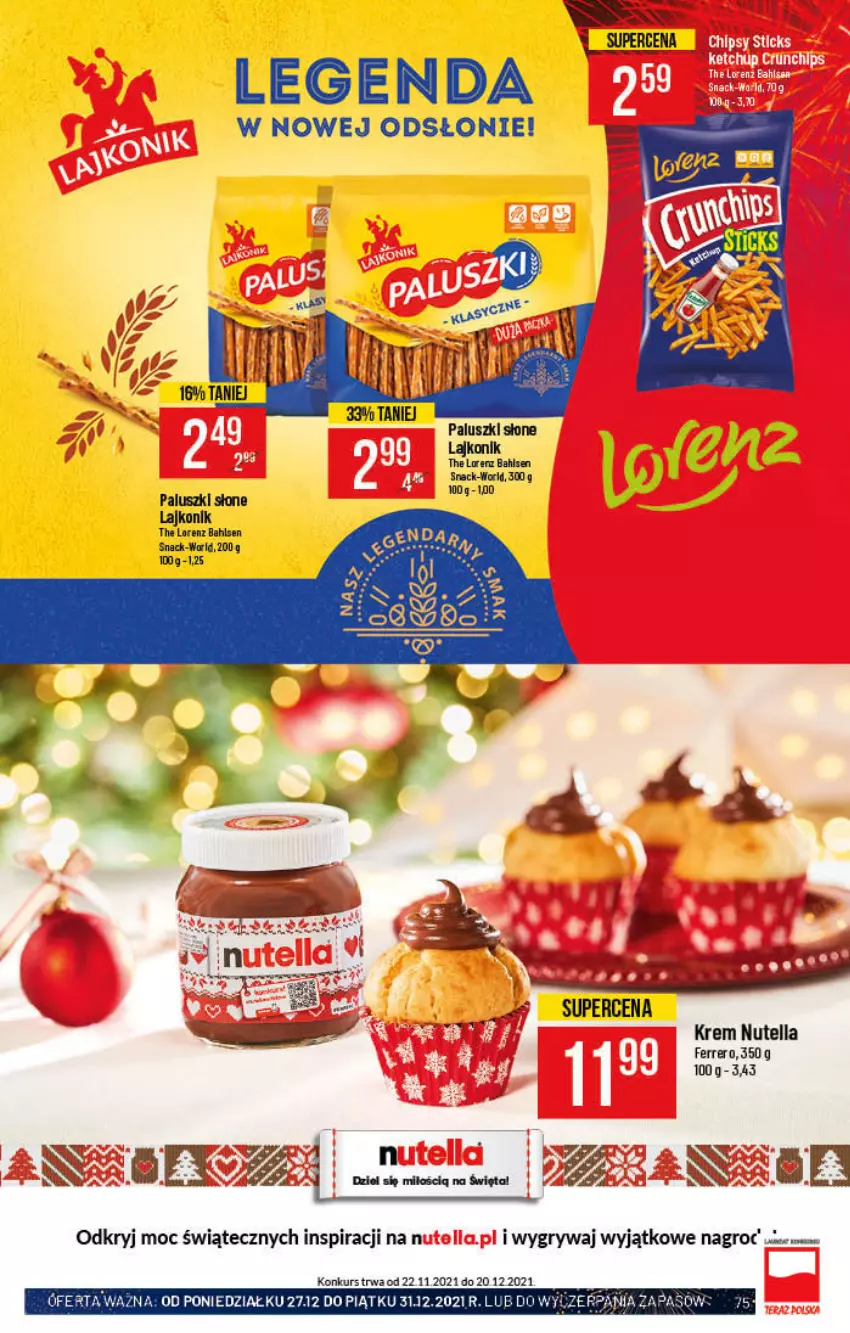 Gazetka promocyjna PoloMarket - Gazetka pomocyjna - ważna 22.12 do 31.12.2021 - strona 75 - produkty: Ferrero, Gry, Lajkonik, Lorenz, Nutella