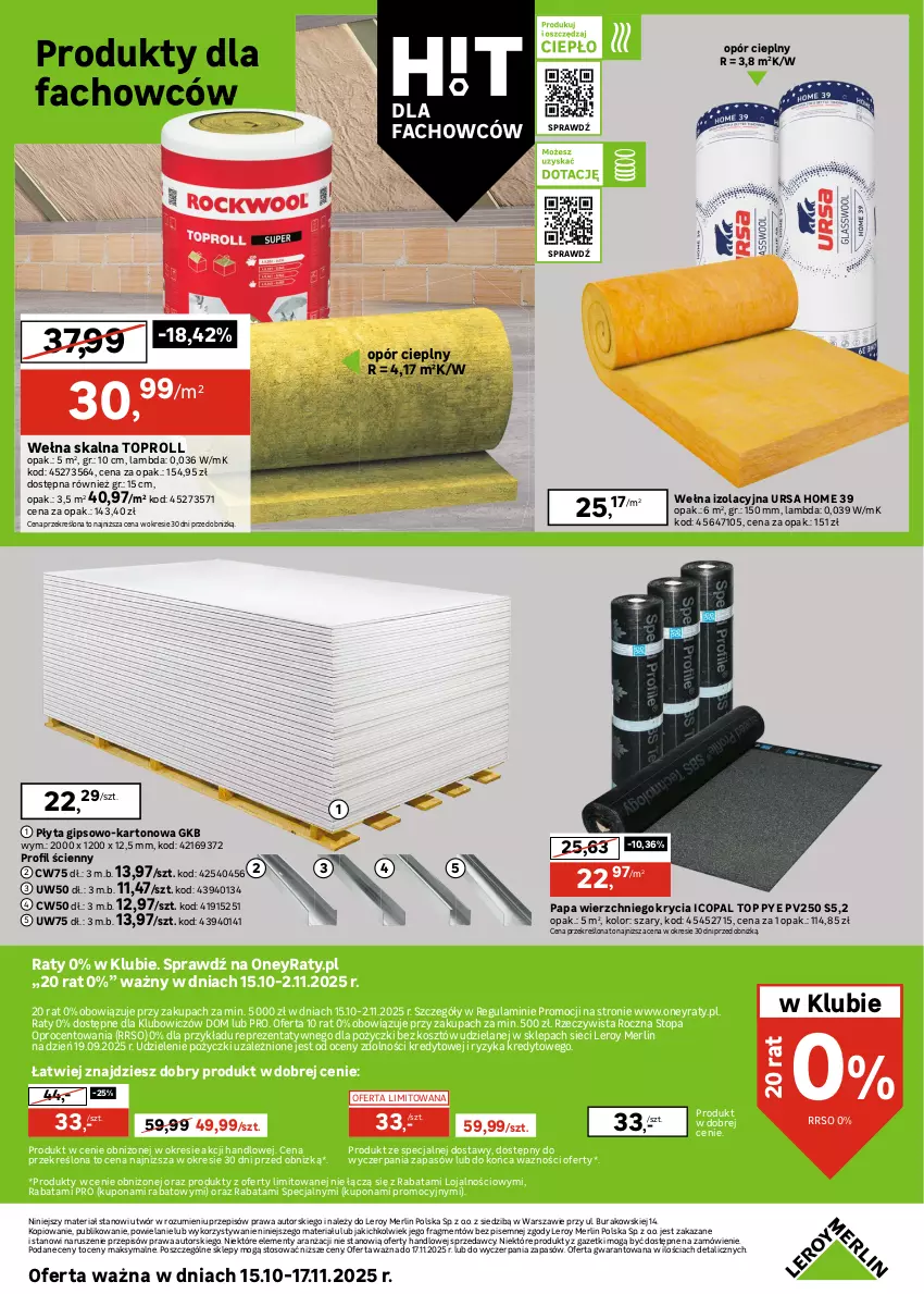 Gazetka promocyjna Leroy Merlin - Gazetka Leroy Merlin - ważna 15.10 do 17.11.2025 - strona 26 - produkty: Fa, Kosz, Płyta, Sprzedawcy, Top, Wełna