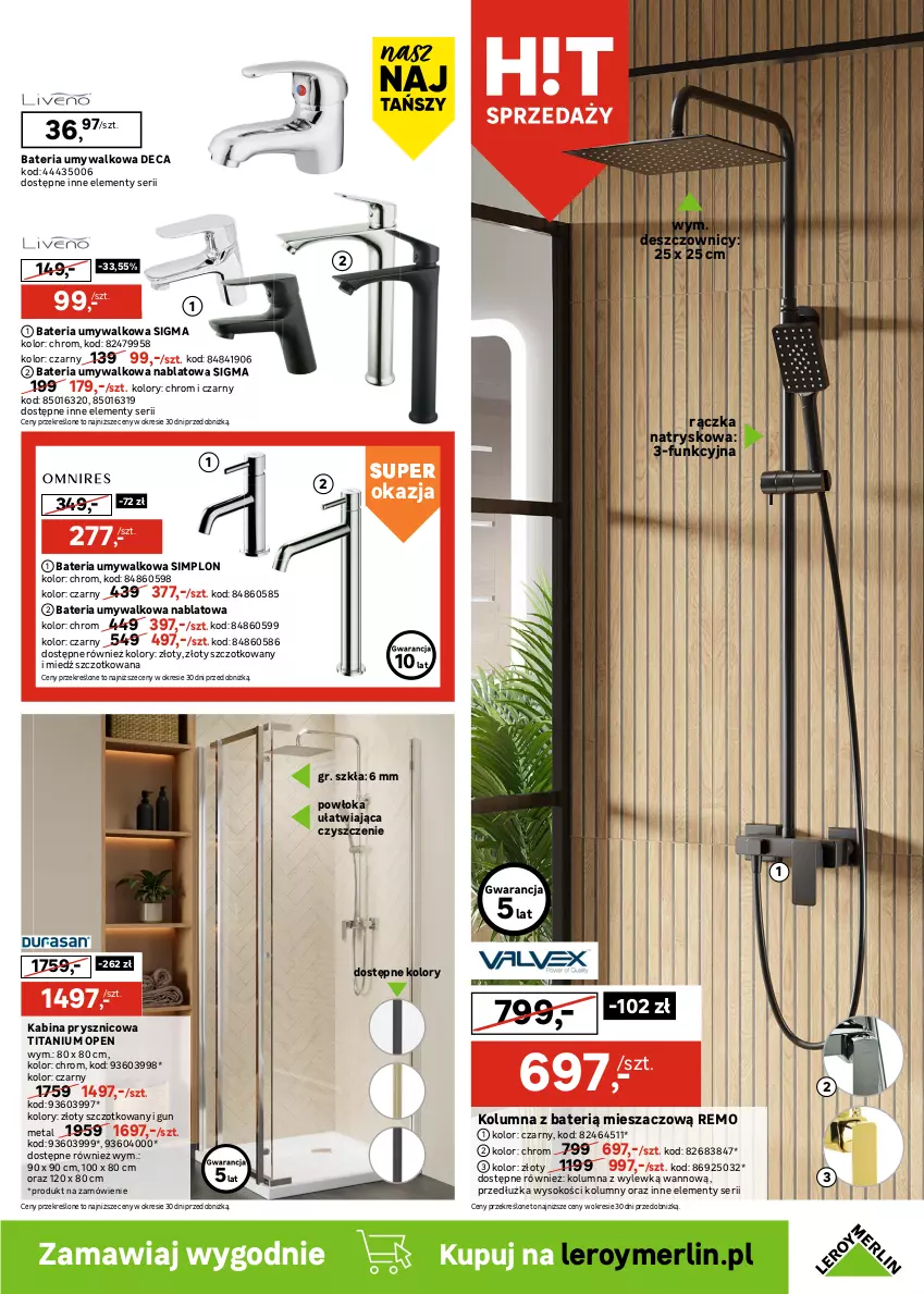 Gazetka promocyjna Leroy Merlin - Gazetka Leroy Merlin - ważna 15.10 do 17.11.2025 - strona 3 - produkty: Bateria, Bateria umywalkowa, Dozownik, Gra, Kabina prysznicowa, Kubek, Lustro, Mydelniczka, Pojemnik, Ser, Słupek, Słupek wiszący, Sok, Szafka, Szafka łazienkowa, Szafka pod umywalkę, Umywalka, Wanna
