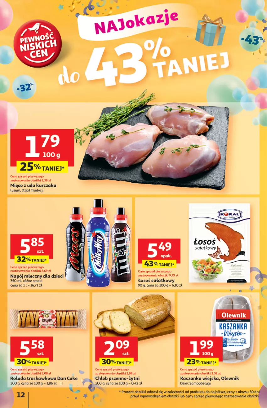 Gazetka promocyjna Auchan - Te URODZINY są NAJ Hipermarket - ważna 15.05 do 21.05.2025 - strona 12 - produkty: Chleb, Dan Cake, Dzieci, Kasza, Kaszanka, Kurczak, Napój, Napój mleczny, Olewnik, Rolada, Sałat