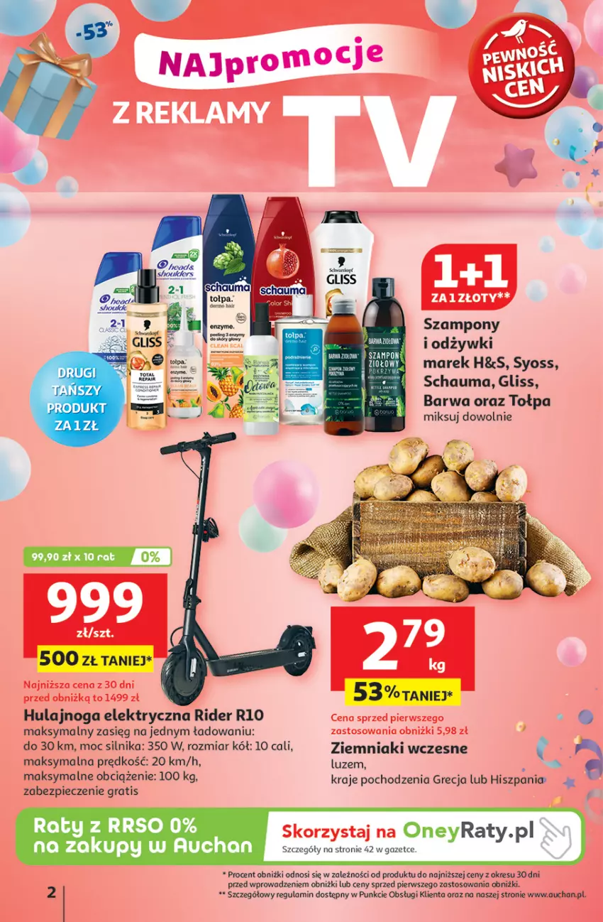 Gazetka promocyjna Auchan - Te URODZINY są NAJ Hipermarket - ważna 15.05 do 21.05.2025 - strona 2 - produkty: Gra, Piec, Schauma, Syoss, Szampon, Tołpa, Ziemniaki