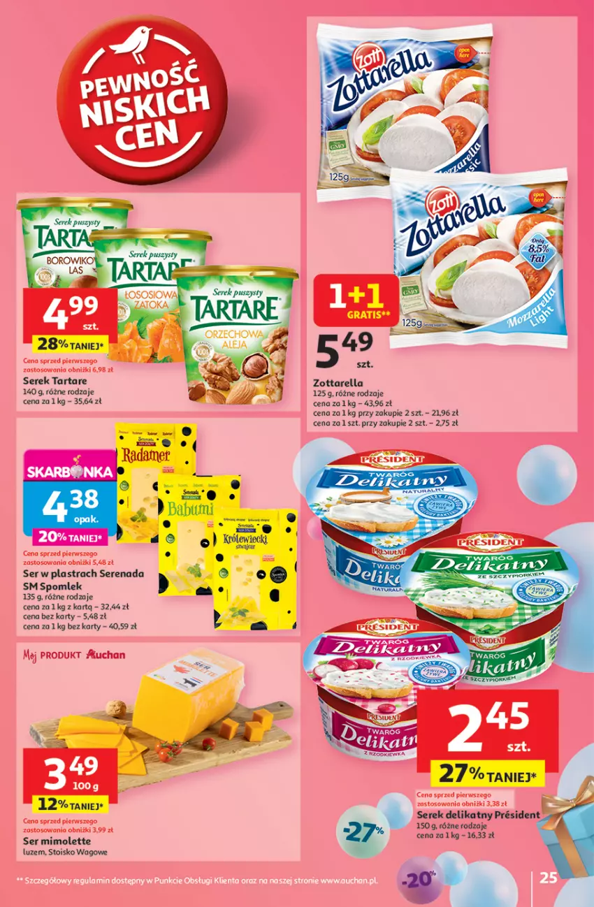 Gazetka promocyjna Auchan - Te URODZINY są NAJ Hipermarket - ważna 15.05 do 21.05.2025 - strona 27 - produkty: Mimolette, Ser, Serek, Tarta, Tartare, Zott, Zottarella