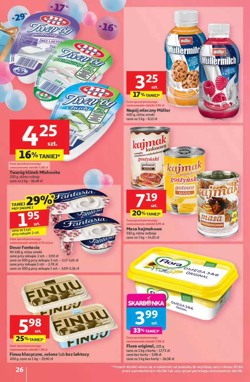 Gazetka promocyjna Auchan - Te URODZINY są NAJ Hipermarket - ważna 15.05 do 21.05.2025 - strona 28 - produkty: Deser, Fa, Fanta, Finuu, Flora, Gin, Mleko, Mlekovita, Napój, Napój mleczny, Ser, Twaróg