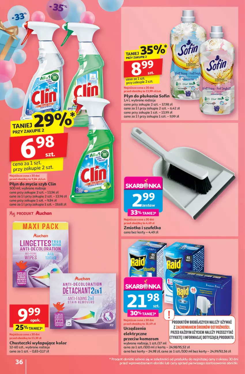 Gazetka promocyjna Auchan - Te URODZINY są NAJ Hipermarket - ważna 15.05 do 21.05.2025 - strona 38 - produkty: Chusteczki, Clin, Płyn do mycia, Płyn do płukania, Szufelka