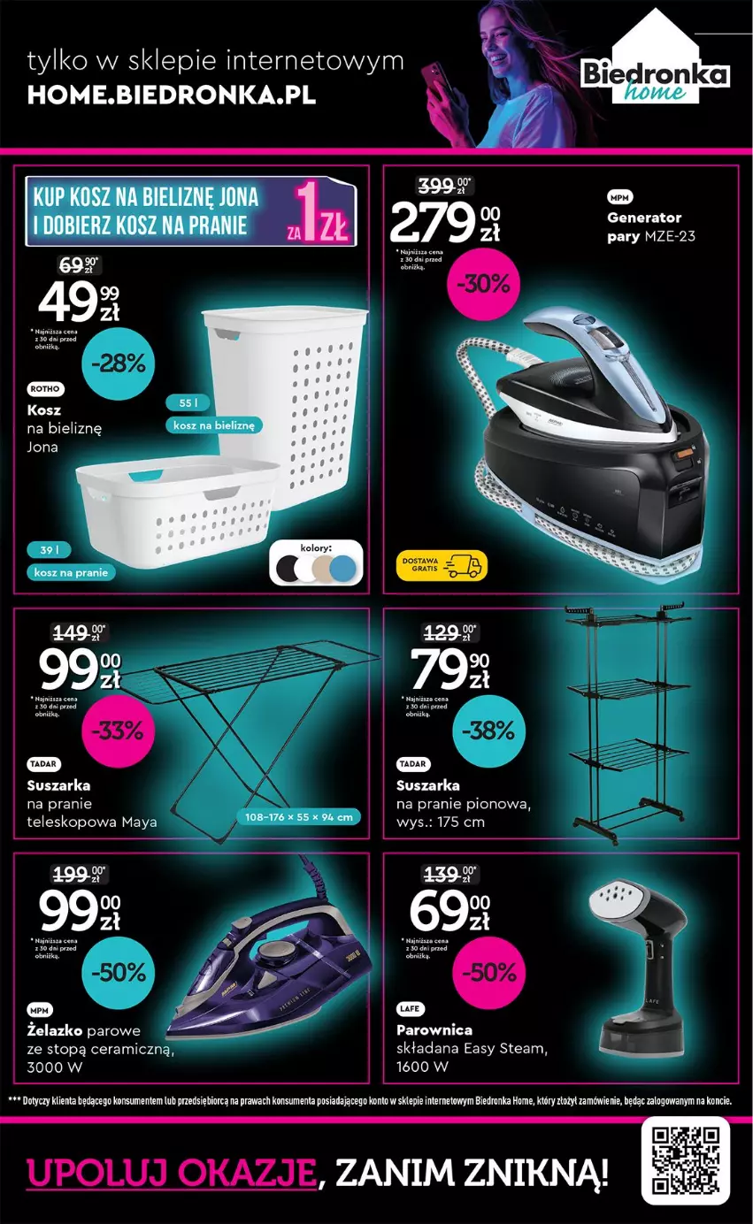 Gazetka promocyjna Biedronka - Home - ważna 31.10 do 07.11.2025 - strona 3 - produkty: Fa, Generator pary, Gra, Kosz, Kosz na bieliznę, Parownica, Suszarka, Suszarka na pranie, Teleskop, Top