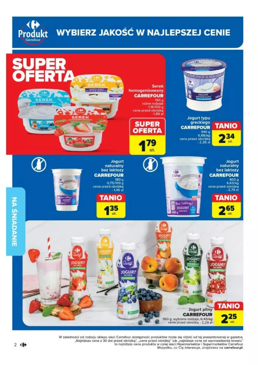 Gazetka promocyjna Carrefour - ważna 17.09 do 28.09.2024 - strona 12 - produkty: Jogurt, Jogurt pitny, Ser, Serek, Serek homogenizowany