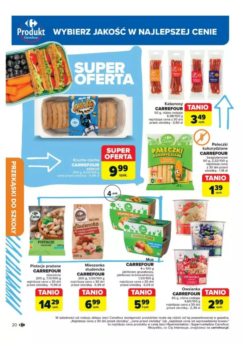 Gazetka promocyjna Carrefour - ważna 17.09 do 28.09.2024 - strona 13 - produkty: Kabanos, Mus, Owsianka, Pistacje