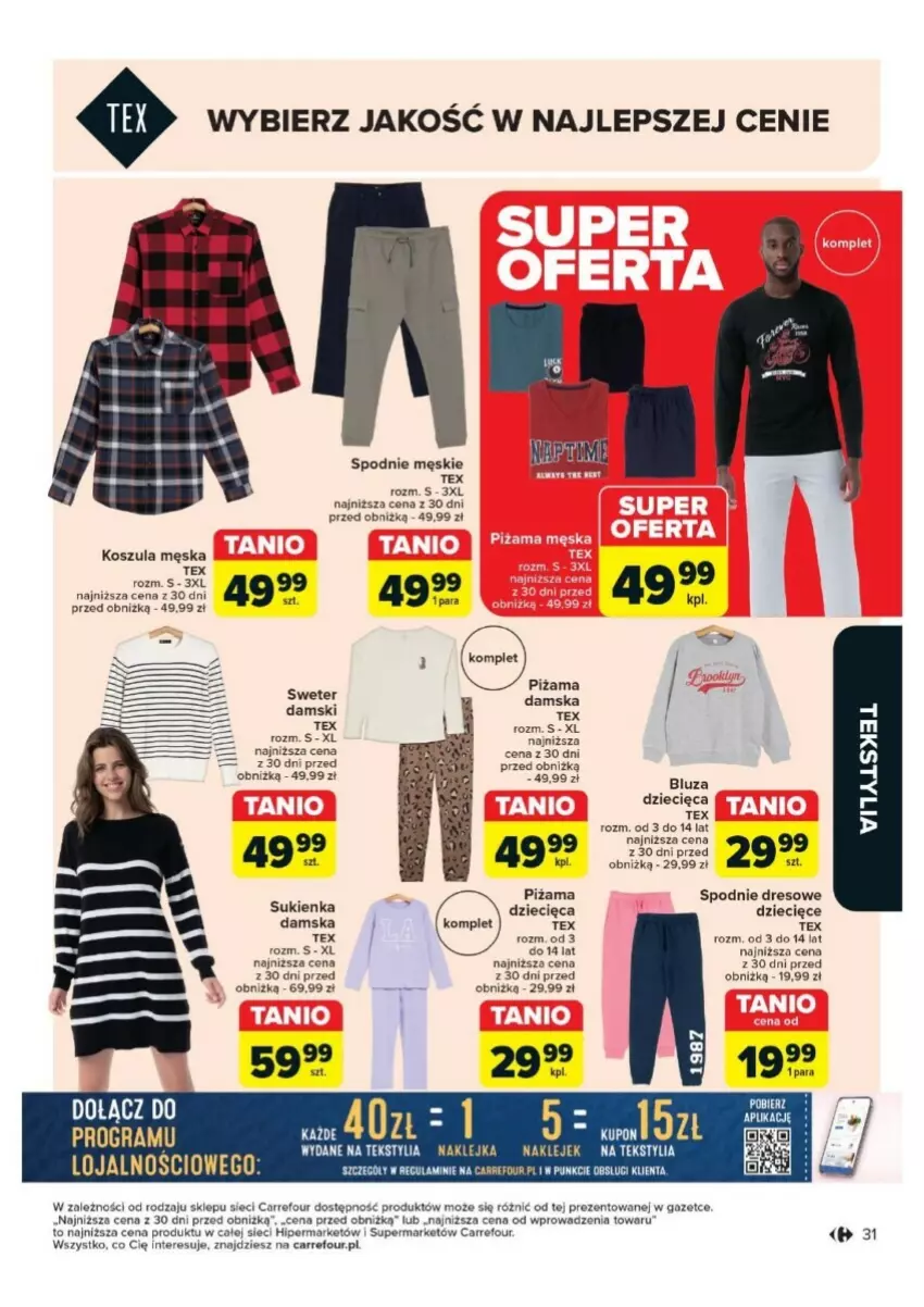 Gazetka promocyjna Carrefour - ważna 17.09 do 28.09.2024 - strona 25 - produkty: Bluza, Dres, Dzieci, Klej, Kosz, Koszula, Piżama, Spodnie, Spodnie dresowe, Sukienka