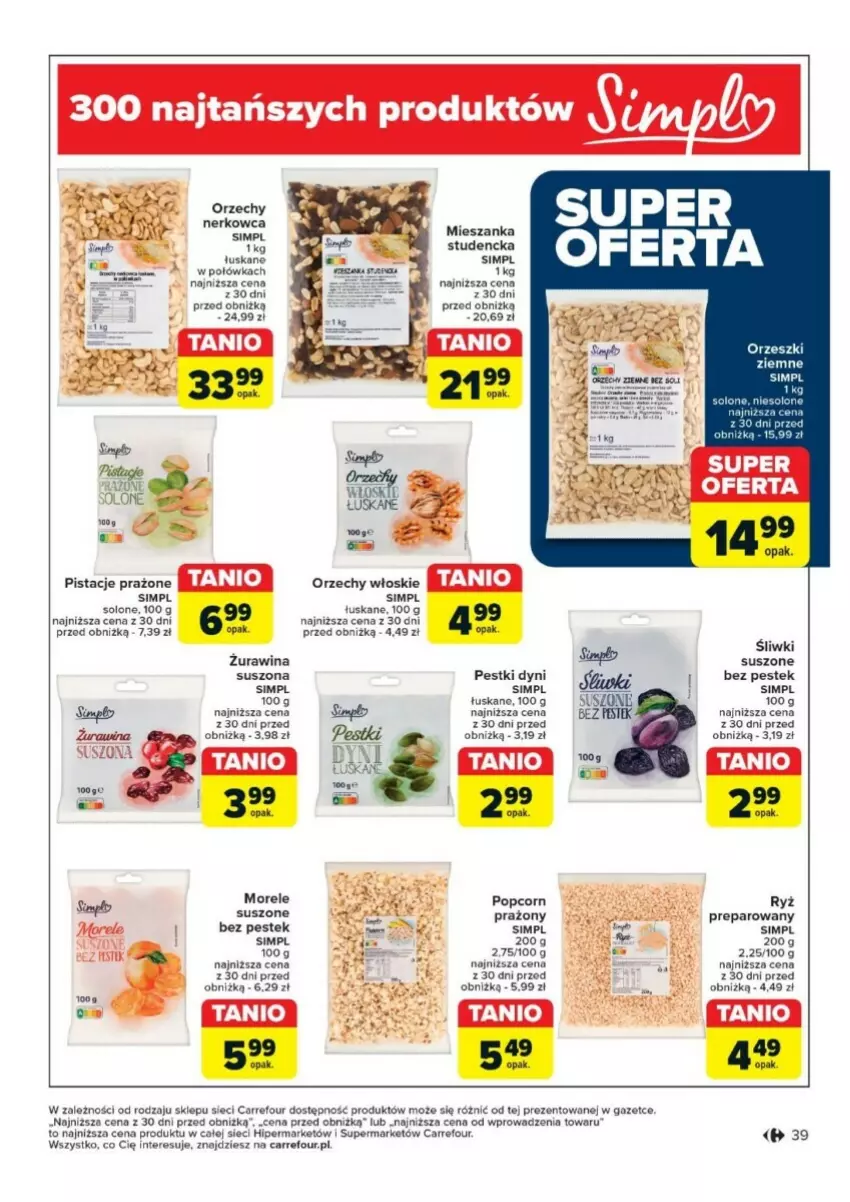 Gazetka promocyjna Carrefour - ważna 17.09 do 28.09.2024 - strona 33 - produkty: Mieszanka studencka, Orzechy włoskie, Orzeszki, Pestki dyni, Pistacje, Popcorn, Ryż, Stek