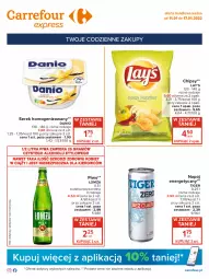 Gazetka promocyjna Carrefour - Gazetka Express - Gazetka - ważna od 17.01 do 17.01.2022 - strona 1 - produkty: Piwa, Piwo, Piec, Ser, Gra, Napój energetyczny, Chipsy, Kosz, Serek homogenizowany, Serek, Tiger, Danio, Lay’s, Napój