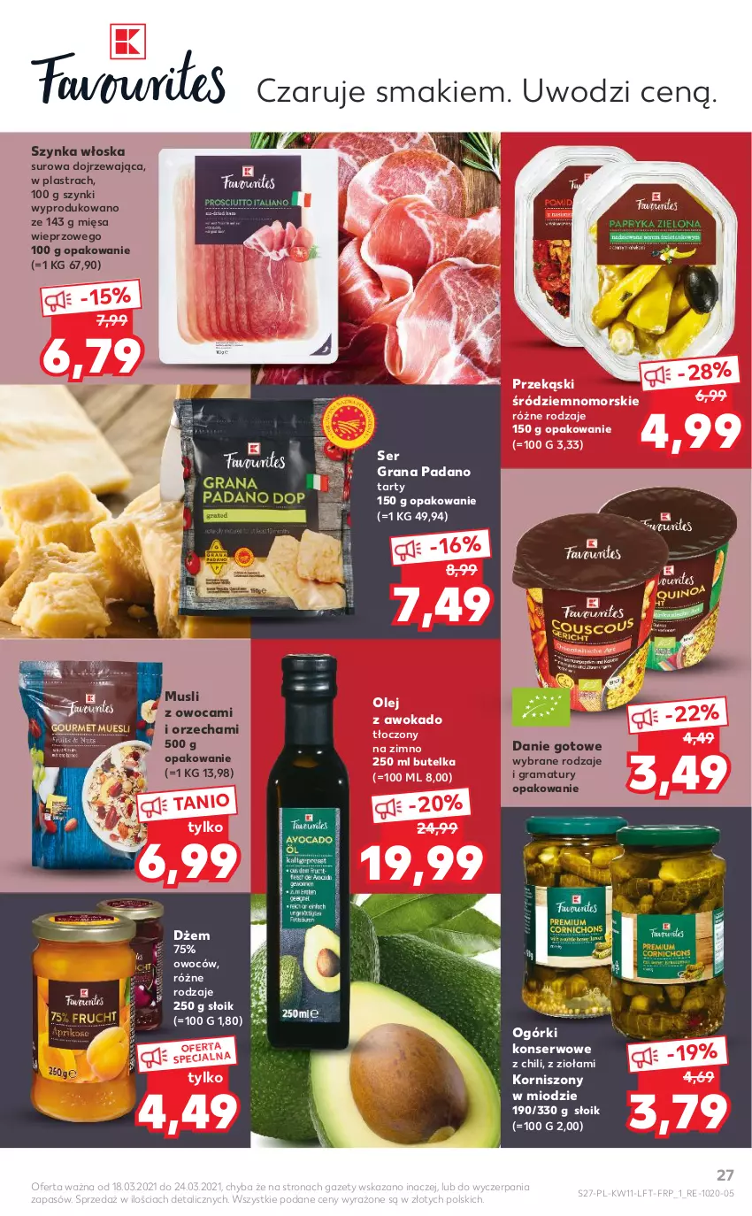 Gazetka promocyjna Kaufland - OFERTA TYGODNIA - ważna 18.03 do 24.03.2021 - strona 27 - produkty: Danie gotowe, Dżem, Gra, Korniszony, Mus, Ogórki konserwowe, Olej, Rama, Ser, Szynka