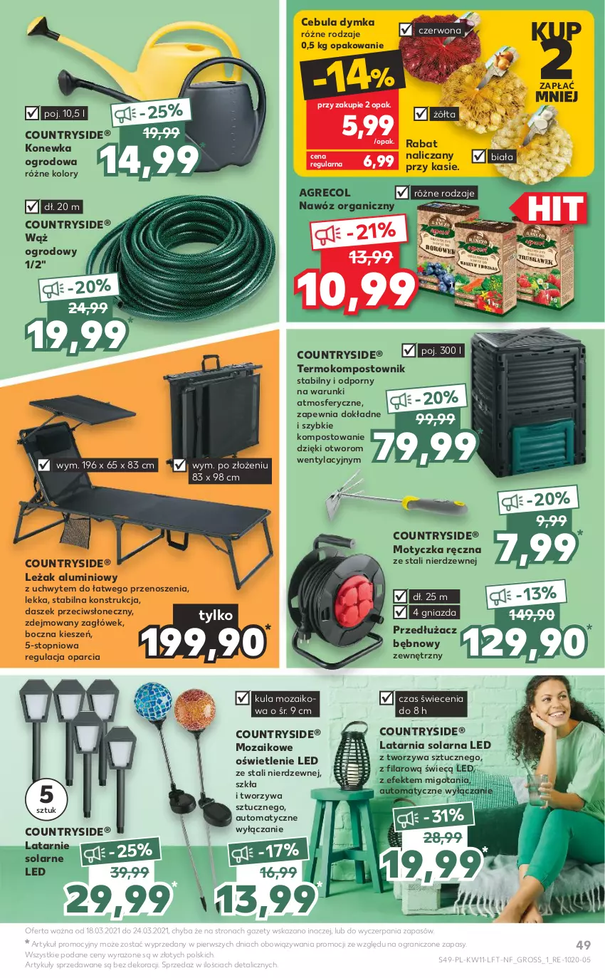 Gazetka promocyjna Kaufland - OFERTA TYGODNIA - ważna 18.03 do 24.03.2021 - strona 49 - produkty: Cebula, Gra, Konewka, Latarnia, Nawóz, Por, Top, Zagłówek