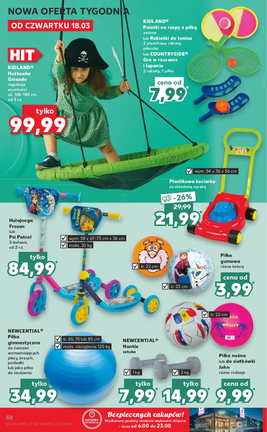 Gazetka promocyjna Kaufland - OFERTA TYGODNIA - ważna 18.03 do 24.03.2021 - strona 50 - produkty: Frozen, Gra, Hulajnoga, Huśtawka, Kosiarka, Noż, Piec, Piłka nożna, Psi Patrol, Sok, Tera