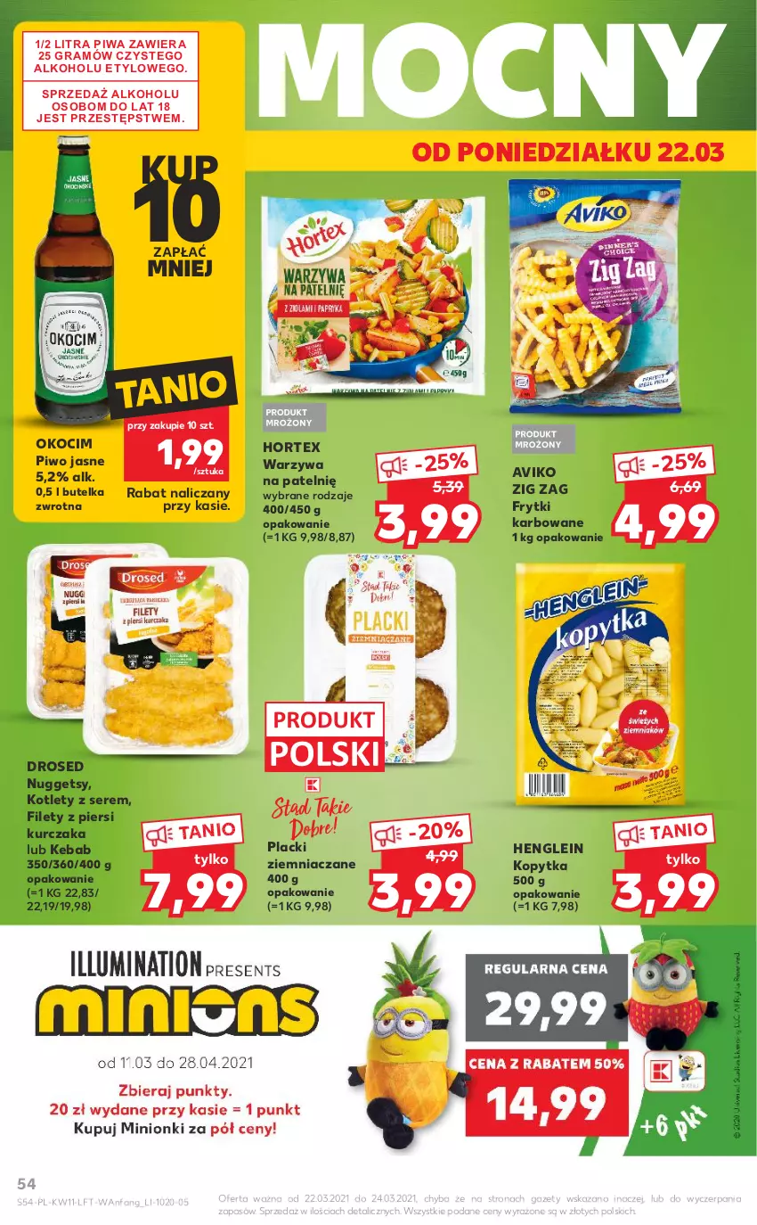 Gazetka promocyjna Kaufland - OFERTA TYGODNIA - ważna 18.03 do 24.03.2021 - strona 54 - produkty: Fa, Frytki, Gra, Hortex, Kebab, Koc, Kopytka, Kotlet, Kurczak, Lack, Okocim, Piwa, Piwo, Piwo jasne, Ser, Warzywa