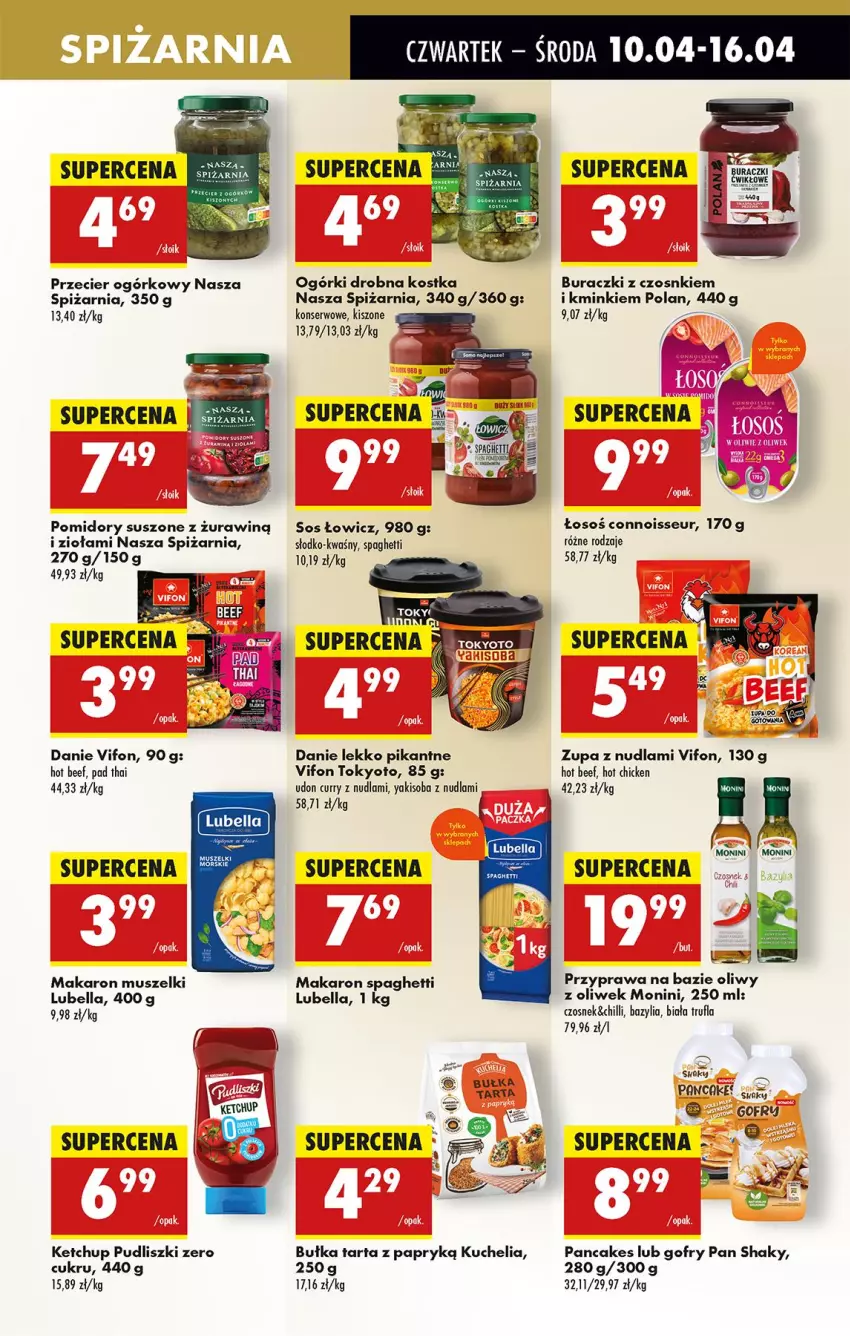Gazetka promocyjna Biedronka - Od Czwartku - ważna 10.04 do 16.04.2025 - strona 43 - produkty: Bazyl, Bazylia, Bell, Bella, Buraczki, Czosnek, Gofry, Ketchup, Lubella, Makaron, Monini, Mus, Pomidory, Pudliszki, Ser, Sos, Spaghetti, Tarta, Zupa
